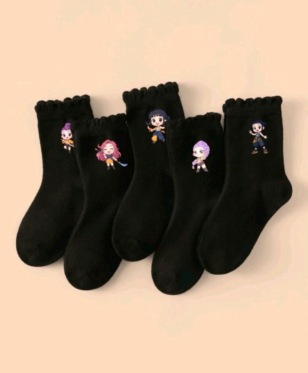 Kpop Demon Hunters Calf Socks, Size 7-10 yrs Pack Of 5